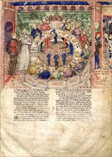The Knights of the Round (Miniature from La Quête du Saint Graal et la Mort d'Arthus), ca 1220. Artist: Anonymous master