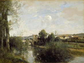 Seine and Old Bridge at Limay, 1872. Artist: Corot, Jean-Baptiste Camille (1796-1875)