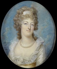 Portrait of Queen Marie Antoinette with a Pearl Necklace, 1792. Artist: Dumont, François (1751-1831)