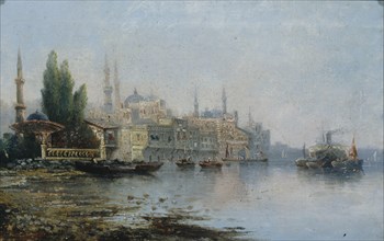 Istanbul as seen from the Bosphorus, Second Half of the 19th cen.. Artist: French master