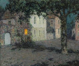 Moonlit  City Square in Cherbourg, ca 1934. Artist: Le Sidaner, Henri (1862-1939)