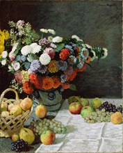 Still Life with Flowers and Fruit, 1869. Artist: Monet, Claude (1840-1926)