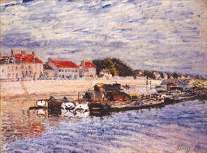 Barges on the Loing at Saint-Mammès, 1885. Artist: Sisley, Alfred (1839-1899)