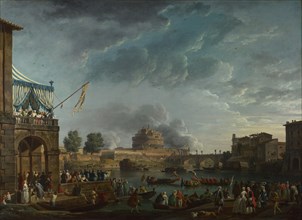 A Sporting Contest on the Tiber at Rome, 1750. Artist: Vernet, Claude Joseph (1714-1789)