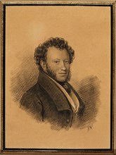 Portrait of the author Alexander S. Pushkin (1799-1837), 1827. Artist: Vivien, Joseph (1793-1852)