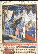 Saint Louis died during his second crusade in Tunis (From the Chroniques de France ou de St Denis), after 1380. Artist: Anonymous