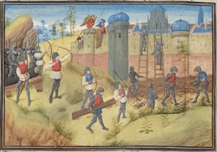 The Siege of Jerusalem, 1099. Miniature from the Historia by William of Tyre, 1460s. Artist: Anonymous