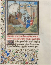 Bohemond I of Antioch traveled back to Apulia. Miniature from the Historia by William of Tyre, 1460s. Artist: Anonymous