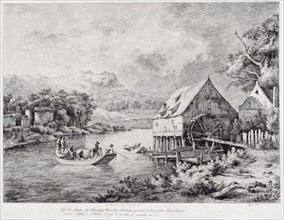A mill on the banks of the River, 1774. Artist: Boissieu, Jean-Jacques, de (1736-1810)