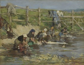 Laundresses by a Stream, ca. 1886-1890. Artist: Boudin, Eugène-Louis (1824-1898)