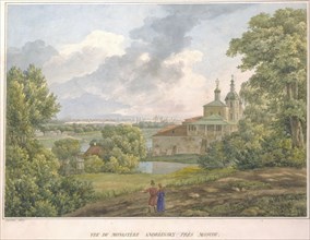 View of Moscow from the Sparrow Hills. The Andreevsky Monastery, 1827. Artist: Cadolle, Auguste Jean Baptiste Antoine (1782-1849)