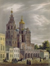 The Church of the Dormition of the Theotokos at the Pokrovka Street in Moscow, 1825. Artist: Cadolle, Auguste Jean Baptiste Antoine (1782-1849)