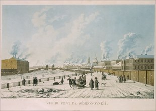 The Semyonovsky Bridge in Saint Petersburg, 1813. Artist: Damam-Demartrait, Michel François (1763-1827)