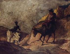 Don Quixote and Sancho Panza, 1866-1867. Artist: Daumier, Honoré (1808-1879)