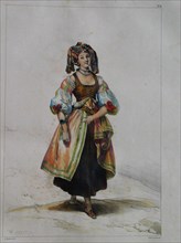 Woman in Russian dress, c. 1843. Artist: Devéria, Achille (1800-1857)