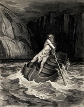 Arrival of Charon. Illustration to the Divine Comedy by Dante Alighieri, 1857. Artist: Doré, Gustave (1832-1883)