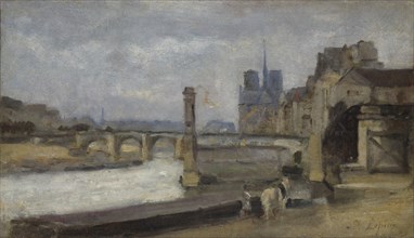 The Pont de la Tournelle, Paris, 1862-1864. Artist: Lepine, Stanislas (1836-1892)