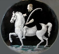 King Henry II of France on horseback (Plate), Mid of 16th cen.. Artist: Limousin (Limosin), Léonard (c. 1505-c. 1577)