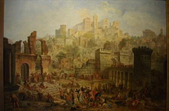 Massacre of Jews in Metz during the First Crusade. Artist: Migette, Auguste (1802-1884)