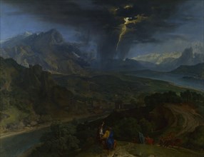 Mountain Landscape with Lightning, ca 1675. Artist: Millet, Jean-François, the Elder (1642-1679)