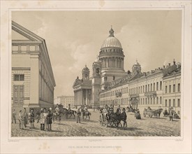 Saint Isaac's Cathedral As Seen From the Cavalry Manege (From: The Construction of the Saint Isaac's Cathedral), 1845. Artist: Montferrand, Auguste, de (1786-1858)