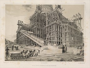 View of the Cathedral surrounded by wooden scaffolding (From: The Construction of the Saint Isaac's Cathedral), 1845. Artist: Montferrand, Auguste, de (1786-1858)