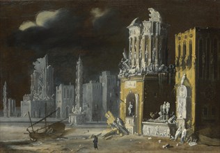 Fantastic Ruins with Saint Augustine and the Child, 1623. Artist: Nomé, François de (1593-after 1630)