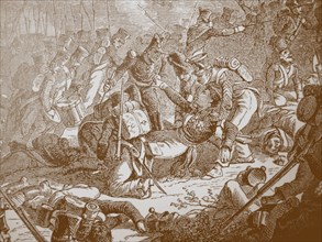 Death of General Gudin at the Battle of Valutino, 1830s. Artist: Philippoteaux, Henri Félix Emmanuel (1815-1884)