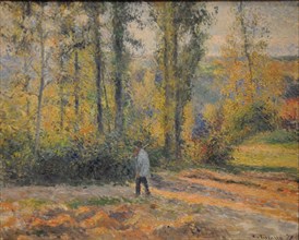 Landscape with a Hunter, Pontoise (Paysage à Pontoise avec un chasseur), 1879. Artist: Pissarro, Camille (1830-1903)