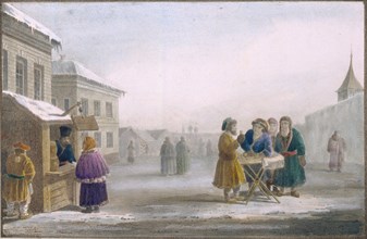 Street Tobacco Vendor at the Tobacco Store, 1825. Artist: Pluchart, Eugéne (1809-1880)