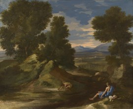 Landscape with a Man scooping Water from a Stream, ca 1637. Artist: Poussin, Nicolas (1594-1665)