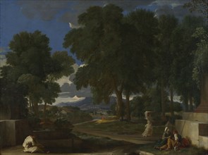 Landscape with a Man washing his Feet at a Fountain, 1648. Artist: Poussin, Nicolas (1594-1665)