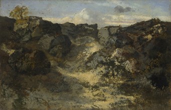Rocky Landscape, c. 1840. Artist: Rousseau, Théodore (1812-1867)