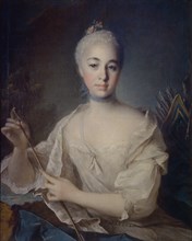 Portrait of Countess Anna Vorontsova (1743-1769), ca 1758. Artist: Tocqué, Louis (1696-1772)
