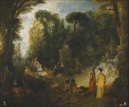 Courtly Gathering In A Park, 1712-1713. Artist: Watteau, Jean Antoine (1684-1721)