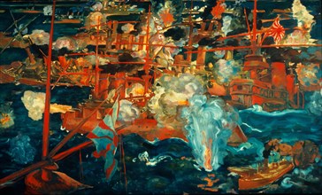 Russo-Japanese Sea Battle, c. 1918. Artist: Deusser, August (1870-1942)