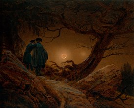 Two Men Contemplating the Moon, ca 1820. Artist: Friedrich, Caspar David (1774-1840)