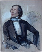 Hans Christian Andersen, 1845. Artist: Hartmann, Carl (1818-1857)