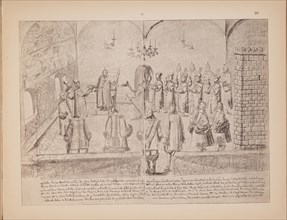 A scene at the royal court of Tsar Alexis Mikhailovich (Illustration from the Meierberg's Album), 1662. Artist: Meierberg, Augustin, von (1612?1688)