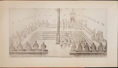 A scene at the royal court of Tsar Alexis Mikhailovich (Illustration from the Meierberg's Album), 1662. Artist: Meierberg, Augustin, von (1612?1688)