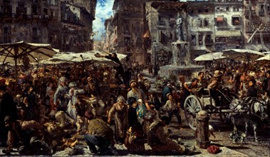 Piazza d?Erbe in Verona, 1884. Artist: Menzel, Adolph Friedrich, von (1815-1905)