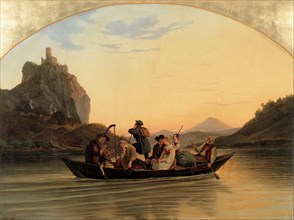 Crossing at Schreckenstein, 1837. Artist: Richter, Adrian Ludwig (1803-1884)
