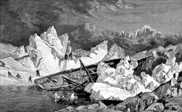The wreck of the Hansa. Second German North Polar Expedition, 1870. Artist: Anonymous