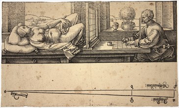 Artist Drawing a Nude with Perspective Device, 1538. Artist: Dürer, Albrecht (1471-1528)