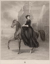 Portrait of Elisabeth of Bavaria on horseback, 1853. Artist: Fleischmann, Andreas Johann (1811-1878)