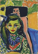 Fränzi in front of Carved Chair, 1910. Artist: Kirchner, Ernst Ludwig (1880-1938)
