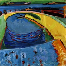 Bridge at the mouth of the river Prießnitz, c. 1910. Artist: Kirchner, Ernst Ludwig (1880-1938)