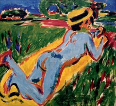 Recycling Blue Nude in a Straw Hat, 1909. Artist: Kirchner, Ernst Ludwig (1880-1938)