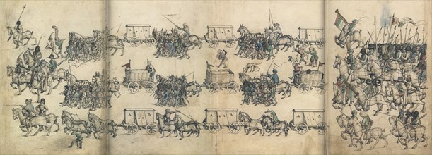 Army train (From the Medieval Housebook of Wolfegg Castle), ca 1485. Artist: Master of the Housebook of Wolfegg Castle (active 1480-1490)