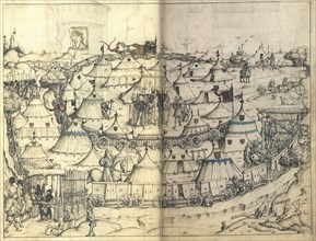 The Wagon Fort (From the Medieval Housebook of Wolfegg Castle), ca 1485. Artist: Master of the Housebook of Wolfegg Castle (active 1480-1490)